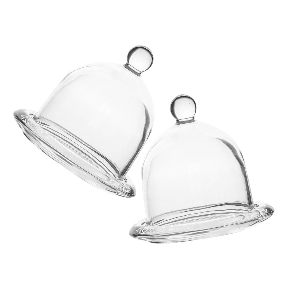 2Pcs Glass Mini Glass Cake Sta - огляд і ціна Plastic Dome Clear