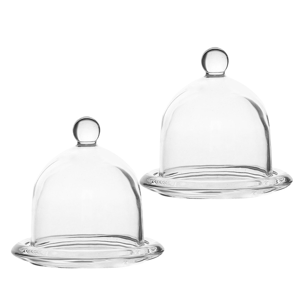 2Pcs Glass Mini Glass Cake Sta - огляд і ціна Plastic Dome Clear